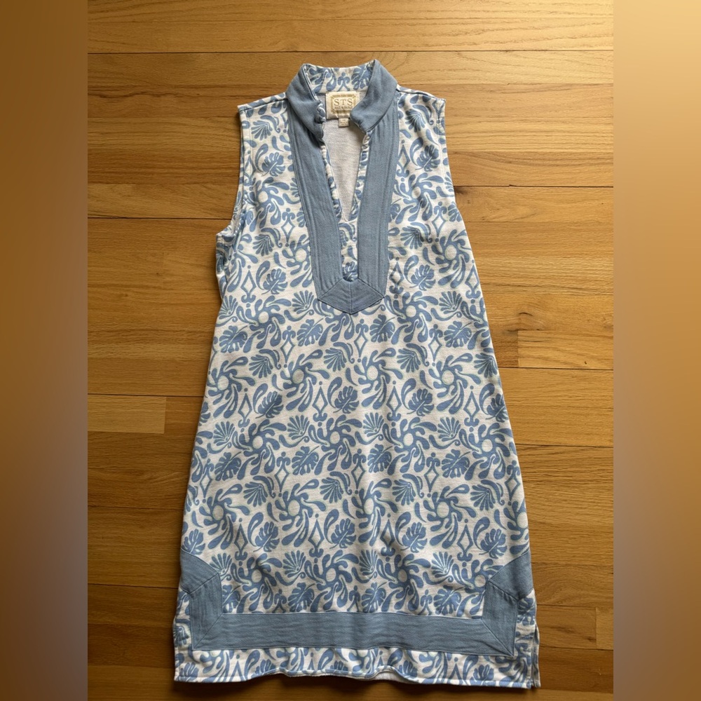 Sail to Sable Beach Splash Print Sleeveless Classic Tunic Dress - Size Medium